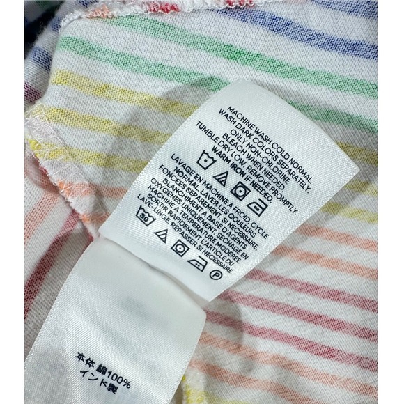 Lands End Shift Dress Plus Size 1X Sleeveless Rainbow‎ Stripe Notch Neck Pockets - Picture 4 of 8